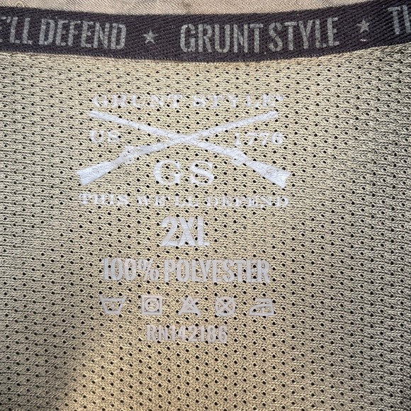 Grunt Style Mens Long Sleeve Button Up Shirt Green 2XL Polyester Tactical - Picture 3 of 4